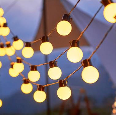 Outdoor-Camping-Ambiente-Lichterketten, dekorative Lichter für Zeltüberdachungen, Kugel-Lichterketten, bunte Lichter