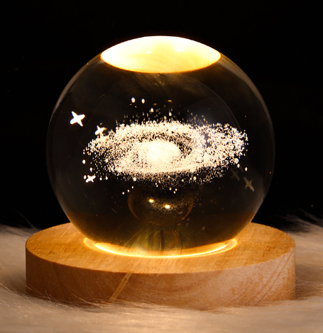 Warm light bedside night light, luminous crystal ball light, projection ambient light, creative gifts