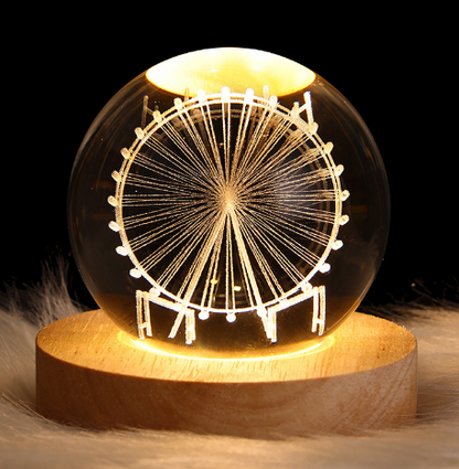 Warm light bedside night light, luminous crystal ball light, projection ambient light, creative gifts